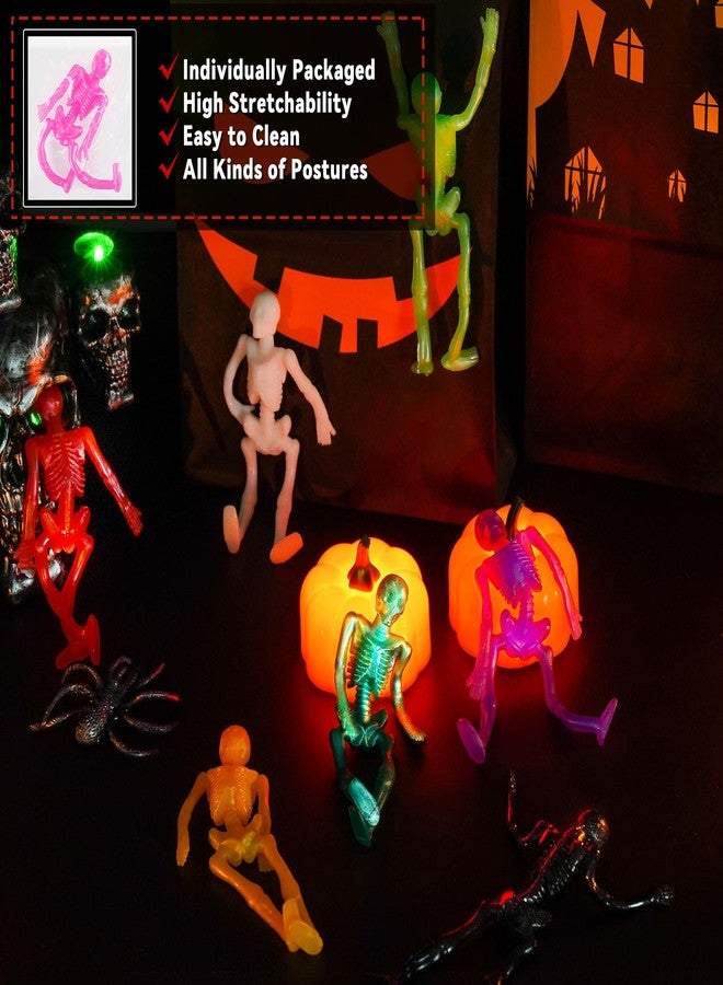 NiHome 50PCS Halloween Stretchy Toys Skeleton Toy Sets, Halloween Goodie Bag Stuffers Fillers 50-Pack Party Favors for Kids Stretchy Skeleton, Assorted Colors Trick or Treat Toys - Image 2